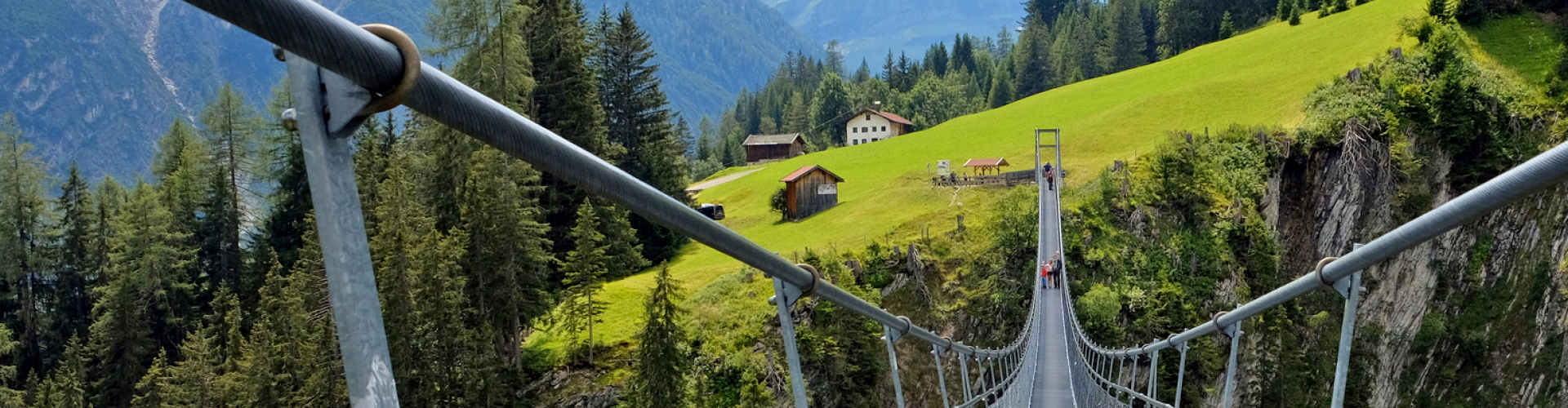 Rope Bridge over green valley