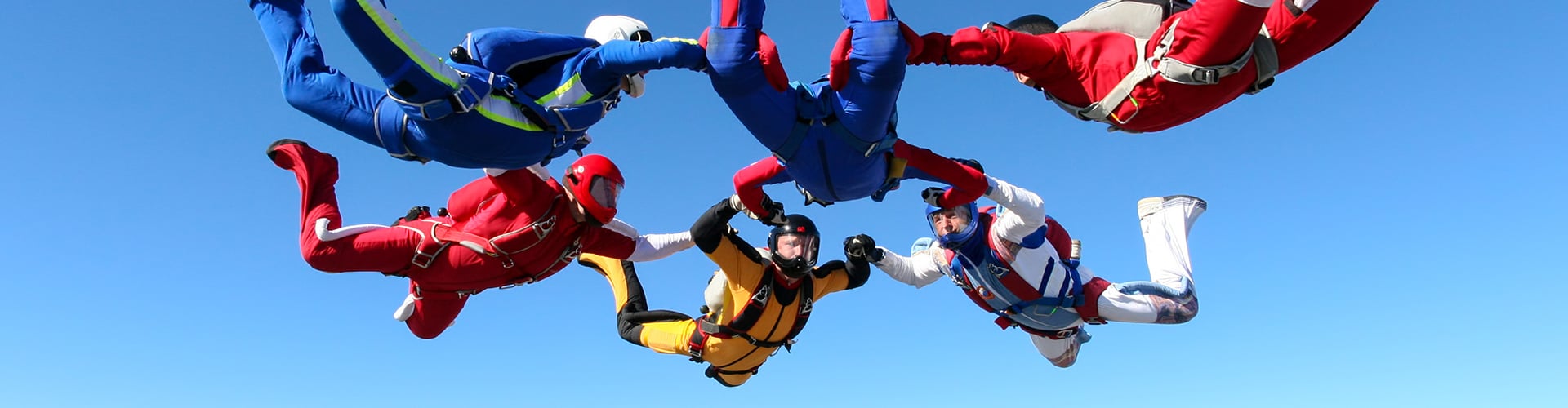 A group of people skydiving